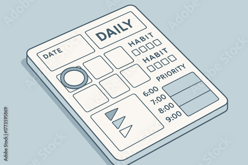 Daily habit tracker with date and priority time schedule