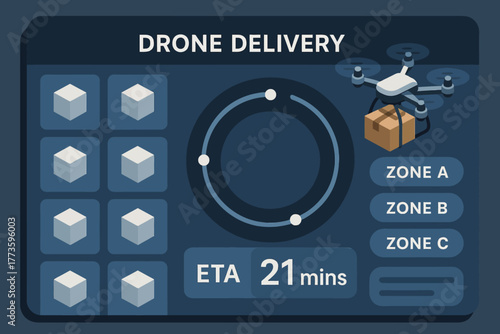 Drone delivery dashboard with eta and zone display