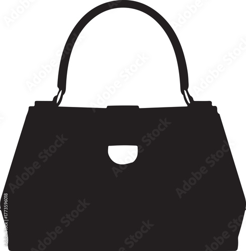 Black handbag with curved handle and clasp purse accessory