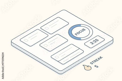 Digital task board with focus timer and streak counter