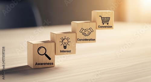 Illustrative Company Product Funnel with Focus on Lead Generation Perfect for Corporate Websites and Business Presentations.