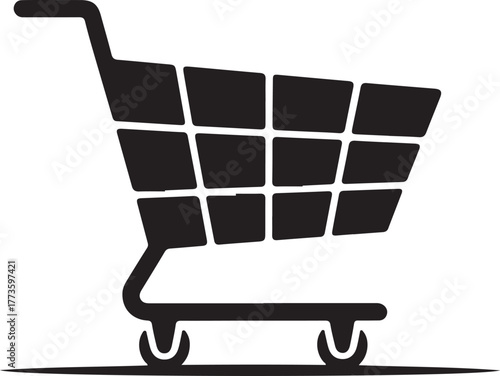 Black shopping cart icon trolley grocery cart