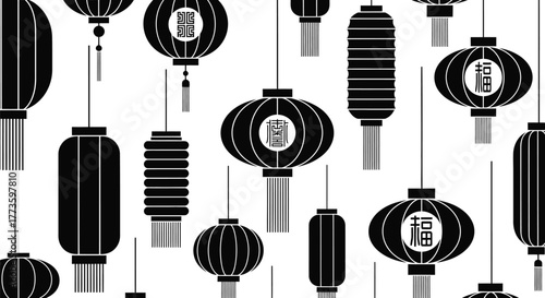 Traditional Chinese lanterns create a festive and vibrant cultural pattern