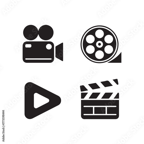 Cinematic film reel icon with play button