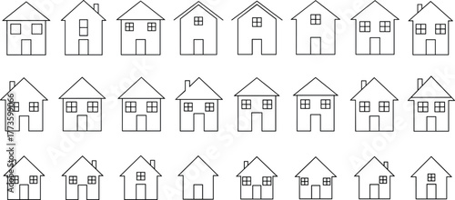 House icons set, home outline symbols, real estate property, building design, housing collection, architecture illustration, residential, rent, sale, buy