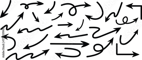 Hand-drawn Arrow Set Vol. 2 — Bold Marker, Swirls & Zigzags (Vector)