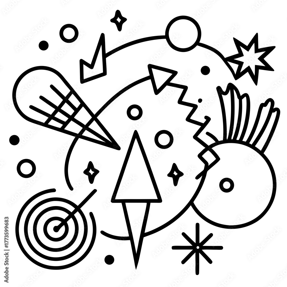 Fototapeta premium vector illustration black and white digital drawing