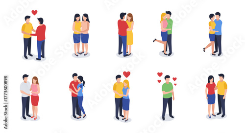 Isometric couples and romance: diverse poses and heartfelt moments