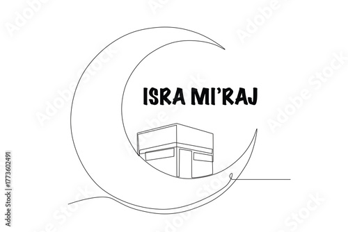 Isra mi'raj concept one-line drawing