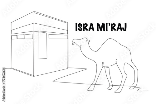 Isra mi'raj concept one-line drawing