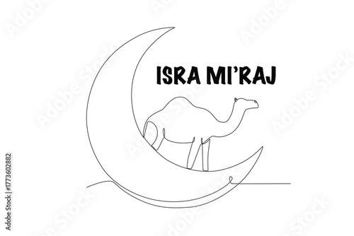 Isra mi'raj concept one-line drawing