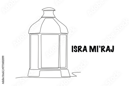 Isra mi'raj concept one-line drawing