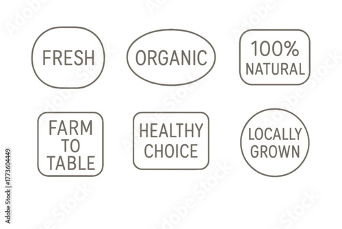 Organic food silhouette icon set. featuring fresh, organic, natural, farm to table, healthy, locally grown icons