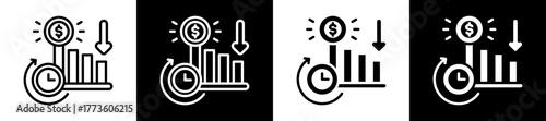 Amortization Icon Set In Black And White Filled Style Collection