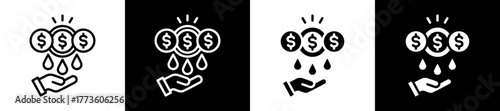 Liquidity Icon Set In Black And White Filled Style Collection