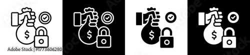 Fixed Cost Icon Set In Black And White Filled Style Collection