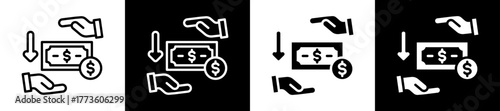 Account Receivable Icon Set In Black And White Filled Style Collection