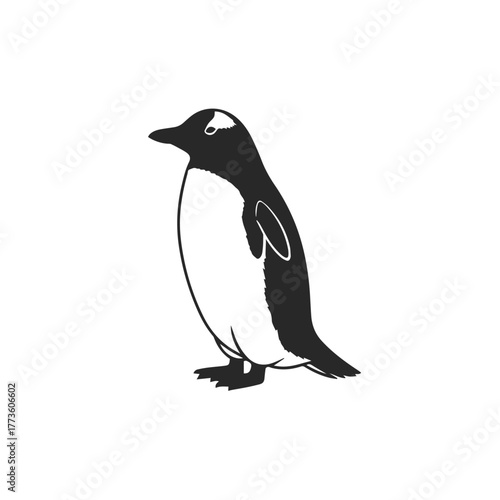 Minimalist Black and White Penguin Vector Illustration.