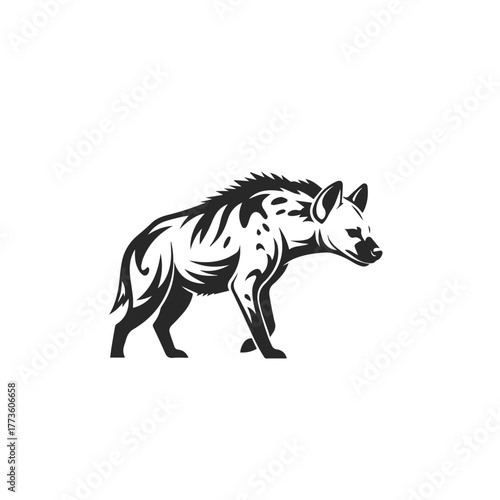 Powerful Tribal Hyena Vector Graphic Illustration.