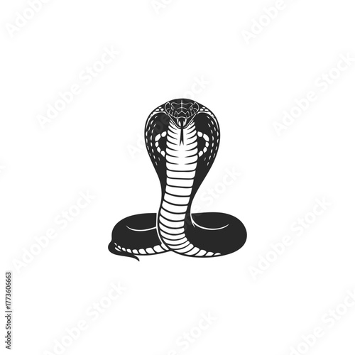 Striking Cobra Snake Vector Icon Illustration.
