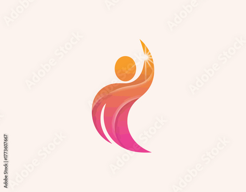 This image portrays a vibrant, dynamic figure reaching upwards, representing aspiration and joy, perfect for projects centered around motivation, personal growth, and positivity.