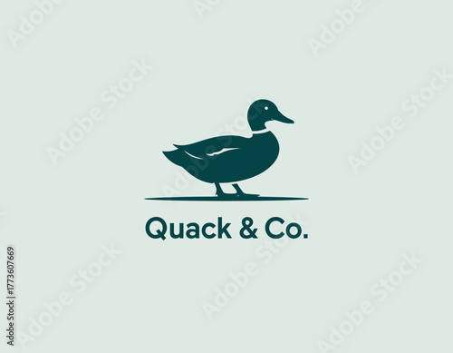 A playful duck logo design reflecting whimsy and charm, perfect for brands in the food industry, children's products, or playful ventures needing a fun identity.