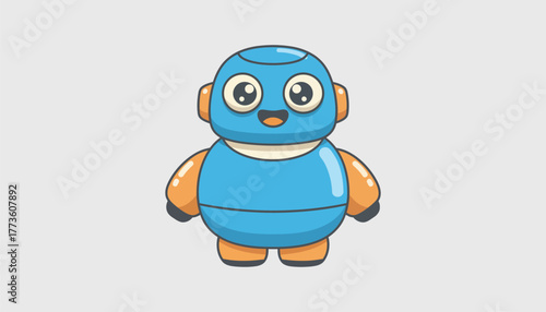A chunky friendly robot icon characterized by round edges expressive eyes and a glossy surface exuding charm and playfulness.