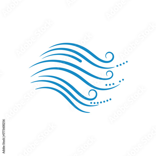 Stylized Blue Waves Representing Flowing Air or Wind Currents.
