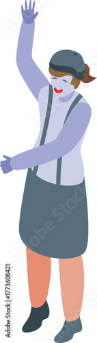 Mime artist entertaining audience with classic gestures and expressions, bringing silent comedy to life