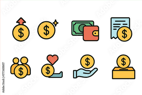 Money and Finance Colorful Icons Set