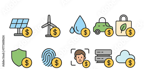 Financial and Value Icons Set with Monetary Theme