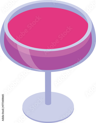 Isometric glass of red wine representing alcohol beverage concept