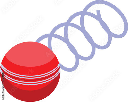Cricket ball bouncing on a spring, representing the dynamic nature of the sport