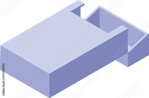 Light purple open cigarette pack displaying its empty content, isometric view on white background
