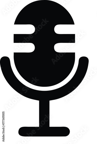 Microphone silhouette vector icon for music, performance, and audio