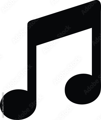 Music note silhouette vector icon simple classic symbol background