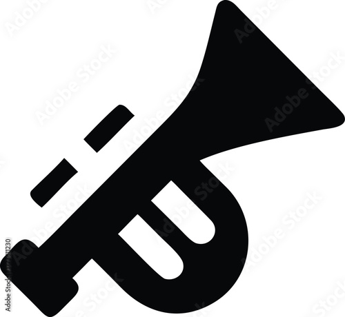 Trumpet silhouette vector icon brass wind musical instrument design