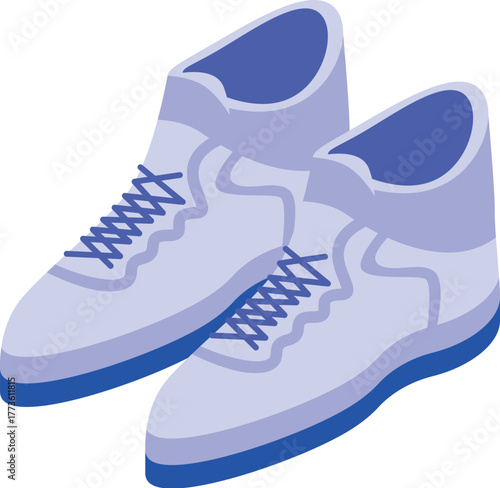 Light blue sneakers with dark blue sole in isometric projection isolated on white background
