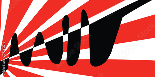 Fototapeta Naklejka Na Ścianę i Meble -  Red black abstract flow wallpaper white lines background vector illustration waves backdrop design