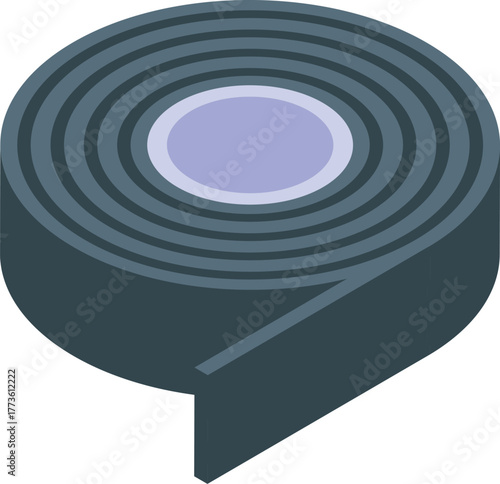 Black insulating tape roll unrolling, ready for electrical repairs and maintenance