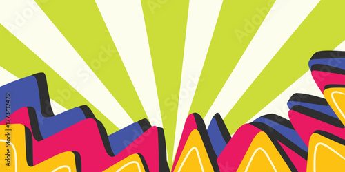 Fototapeta Naklejka Na Ścianę i Meble -  colorful mountain shapes abstract vector illustration green stripes background wallpaper design
