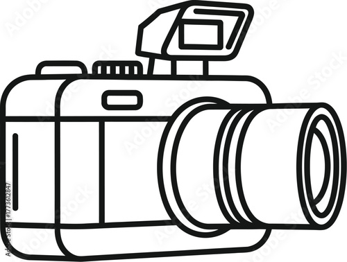 A camera with a lens and flash is ready to capture memories and moments in time with its advanced technology