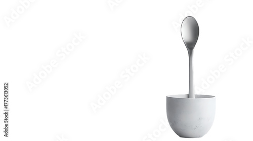 Modern Tea Infuser with Spoon Handle on Black PNG on Transparent Background