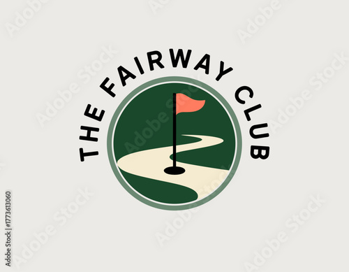 A professional logo design featuring a golf flag and pathway symbolizes sport and leisure, perfect for club branding or promoting golf events in a sophisticated manner.