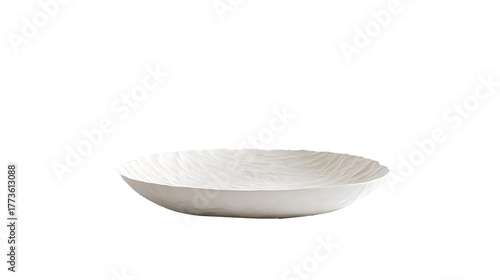 Empty White Textured Ceramic Bowl on Black Background PNG on Transparent Background