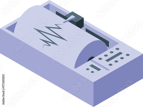 Polygraph machine drawing a cardiogram during a lie detection test, displaying physiological data