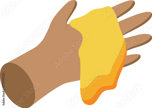 Honey dripping from a hand, showcasing the golden, viscous nectar and its sweet, natural essence