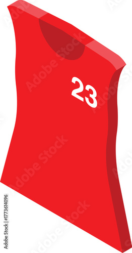Red sleeveless sports shirt featuring the number twenty three prominently displayed, suitable for athletic activities