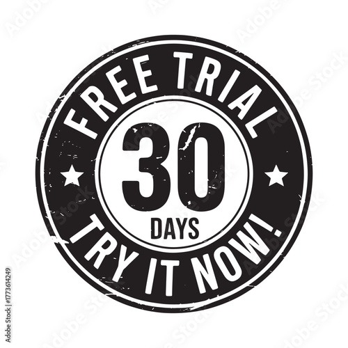 Vintage style free trial 30 days try it now stamp badge