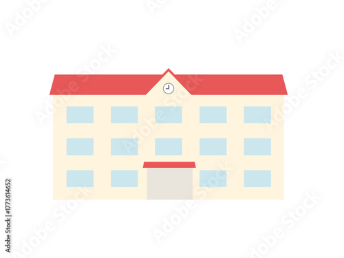 赤い屋根の学校のイラスト